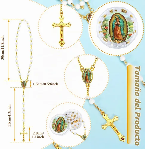 Vista 2 de Jadive Lady Guadalupe Scented Rosary Beads Necklace Bulk