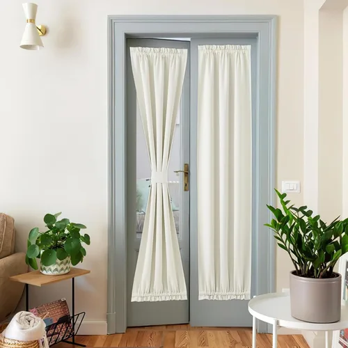 Vista 109 de NICETOWN Cortinas de Lino para Puerta Lateral - Cortinas Opacas con Aislamiento Térmico para Puerta Delantera Francesa para Sombra Pequeña