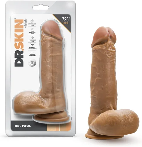 Vista 8 de Blush Dr. Skin Dr. Mark - Consolador realista de 7 pulgadas con testículos, 1.5 pulgadas de grosor, pene suave con sensación de piel real, ventosa