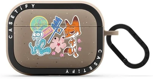 Vista 40 de CASETiFY AirPods Pro (1ª/2ª Gen) Estuche Bounce con Anillo [Colaboración Frozen] - Copo de Nieve de Anna - Taupe Mate