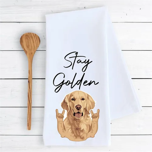 Vista 2 de Kitchen Dish Towel Stay Golden Retriever pet Funny Cute Kitchen Decor Drying Cloth100% Cotton