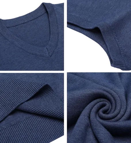 Vista 40 de Amussiar Suéter casual para hombre, chaleco con cuello en V, ajustado, sin mangas, suéter de punto