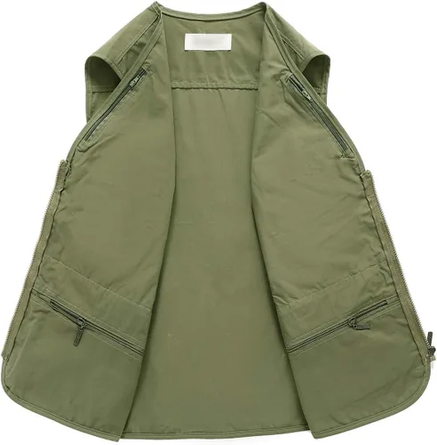 Vista 5 de Chaleco de viaje casual Safari para hombre, 16 bolsillos, chaleco de trabajo al aire libre, chaqueta sin mangas, chaqueta de pesca, senderismo