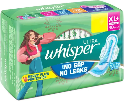 Vista 2 de Whisper Almohadillas sanitarias ultra limpias - 30 piezas (XL Plus)