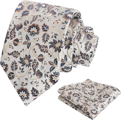 Vista 149 de Alizeal Mens 3.15inches Leaf Flower Pattern Tie with Floral Pocket Square Set