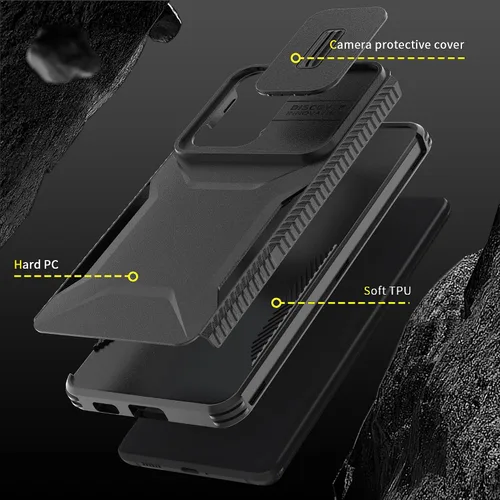 Vista 6 de Funda para Galaxy S21 Ultra con 1 protector de pantalla HD y cubierta de cámara deslizante [grado militar], funda protectora resistente a prueba