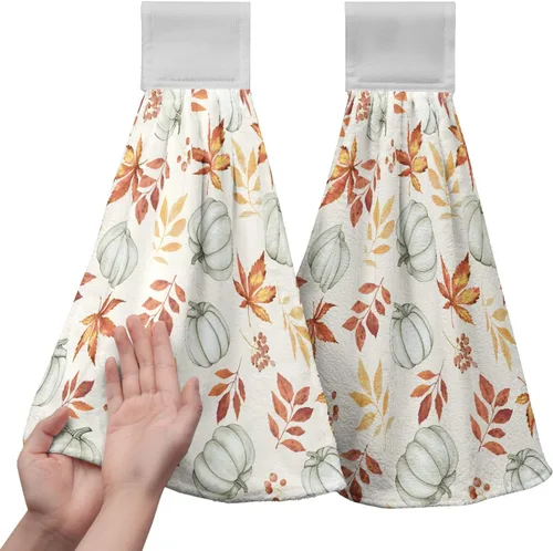 Vista 34 de Honey Bee - Juego de 2 toallas colgantes de cocina de verano con lunares y lazo para colgar, toallas de cocina de granja amarillas, suaves