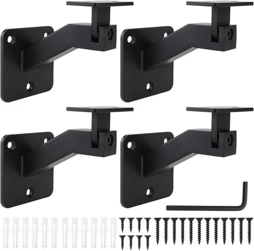 Vista 10 de RealPlus Soportes ajustables para pasamanos giratorios de acero resistente para barandilla de escalera, paquete de 3