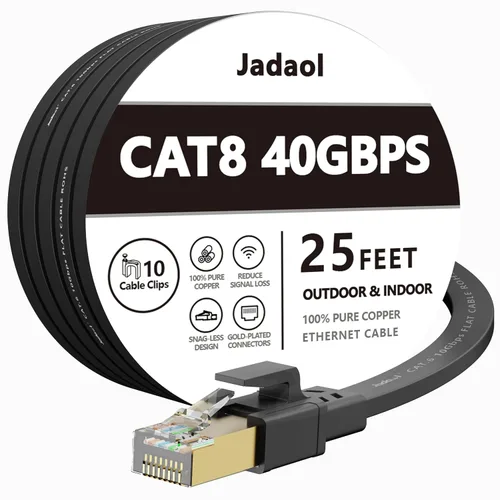 Vista 19 de Jadaol Cable Ethernet Cat8 1.5 pies 40Gbps 2000MHz Cable LAN S/FTP plano