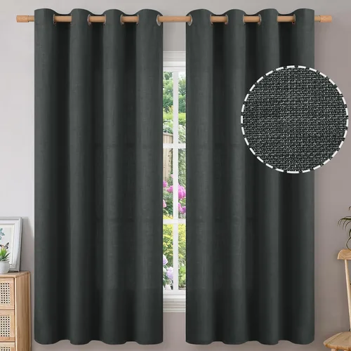 Vista 69 de BGment Cortinas de Lino Beige de 63 Pulgadas de Largo 2 Paneles - Tratamientos para Ventanas con Textura de Arpillera Filtrantes de Luz Cortinas