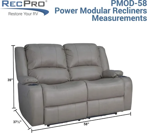 Vista 3 de RecPro Charles Powered - Asiento reclinable de pared de 58 pulgadas para Avena