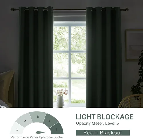 Vista 2 de Melodieux - Cortinas opacas para dormitorio color azul claro, cortinas oscuras de 72 pulgadas de largo, juego de 2 paneles, 100% de algodón