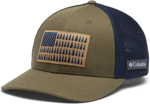Vista 3 de Columbia Bola de malla unisex con bandera de árbol Verde oliva/azul marino universitario