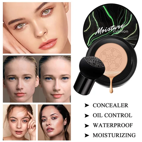 Vista 3 de Mushroom Head Air Cushion CC Cream Nature Foundation, crema BB hidratante, corrector mate de larga duración, base de maquillaje brillante