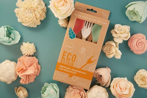 Vista 5 de Knork Eco Togo Ware - Paquete de 6 utensilios reutilizables de bambú a base de plantas, multicolor