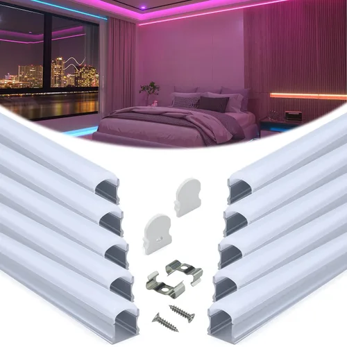 Vista 7 de Muzata Paquete de 6 canales LED de 3.3 pies/3.3 ft excelente sin manchas con cubierta blanca lechosa más gruesa, sin puntos calientes, tira LED más