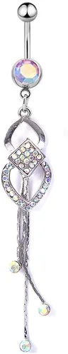 Vista 6 de 5 anillos de ombligo de acero inoxidable 14G para mujer, diseño de tortuga, elefante, circonita cúbica, anillos para el ombligo, joyería