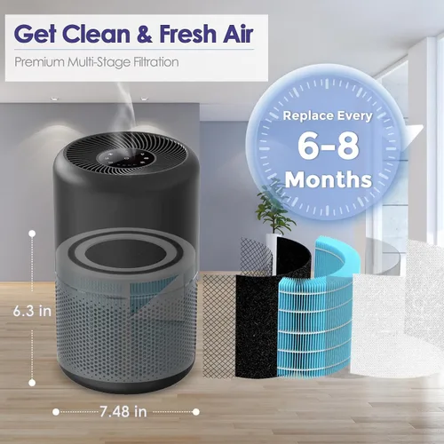 Vista 5 de Filtro de repuesto para removedor de humo Core 300 compatible con LEVOIT Filtro de repuesto Core 300-RF-SR para purificador de aire LEVOIT Core 300
