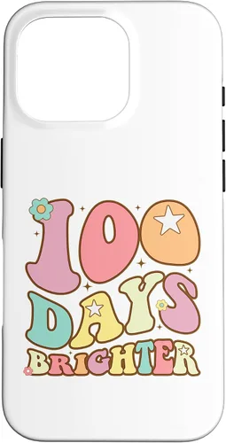 Vista 20 de 100 Days Brighter Happy 100th Day of School Groovy Kids Girl Case for iPhone XR