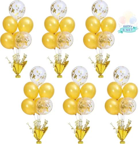 Vista 22 de 2 Juego de Globos de Mesa Negros con Spray de Aluminio para Centro de Mesa con Globos Negros y de Confeti, Kit de Soporte para Decoración de Mesa