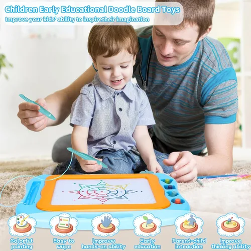 Vista 6 de BABLOCVID - Pizarra magnética para dibujar, juguetes para niños pequeños para niños y niñas, pizarra de garabatos borrable de 15 pulgadas