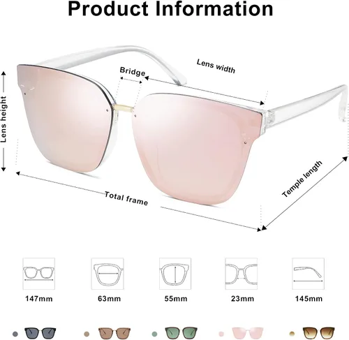 Vista 4 de SOJOS Gafas de sol cuadradas de moda de gran tamaño para mujer, sombras de moda SJ2116