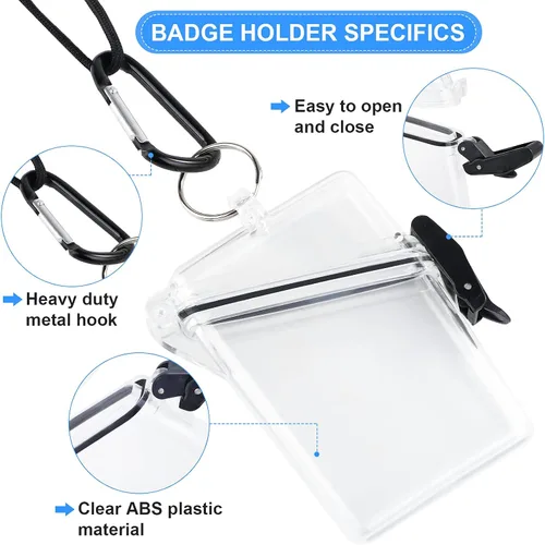 Vista 9 de URATOT Paquete de 4 portatarjetas impermeables transparentes y seguros con cordón para tarjetas, monedas y dinero, caja seca resistente y duradera