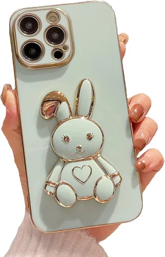 Vista 15 de Funda con soporte de conejo de corazón para Xiaomi Redmi A1, galvanizado suave TPU protector delgado a prueba de golpes con lindo conejito soporte