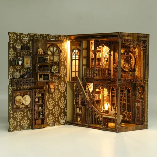 Vista 8 de Kit de Rincón de Libros, Kit de Casa en Miniatura DIY, Kit de Construcción de Mini Casa, Kit de Casa de Muñecas en Miniatura para Adultos y Sala