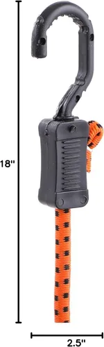 Vista 7 de Kotap MABC-18 Cuerdas elásticas ajustables multiusos con ganchos, 18 pulgadas, naranja/negro, 10