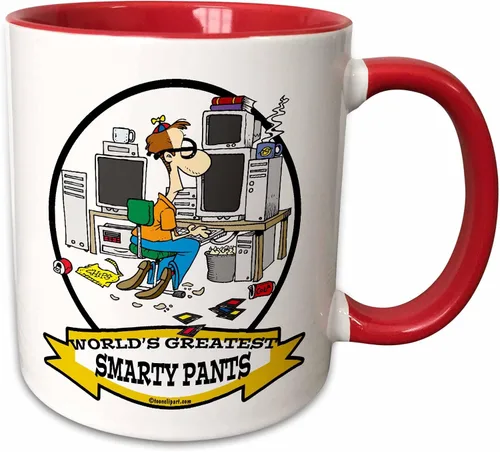 Vista 8 de 3dRose Taza de café, tamaño – 11 oz – Funny Worlds Greatest Smarty Pants Men Cartoon Worlds Greatest Cartoons – divertido regalo de taza de café