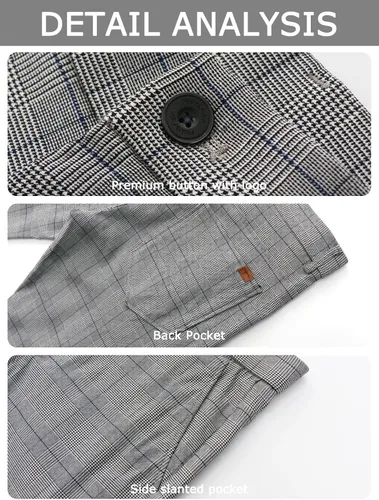 Vista 5 de Plaid&Plain Pantalones a cuadros para hombre, pantalones de vestir ajustados para hombre, pantalones chinos ajustados para hombre
