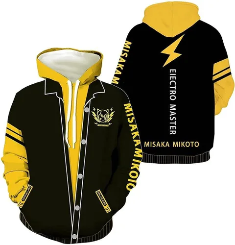 Vista 2 de Misaka Mikoto - Sudadera con capucha para cosplay con estampado 3D, S-3XL