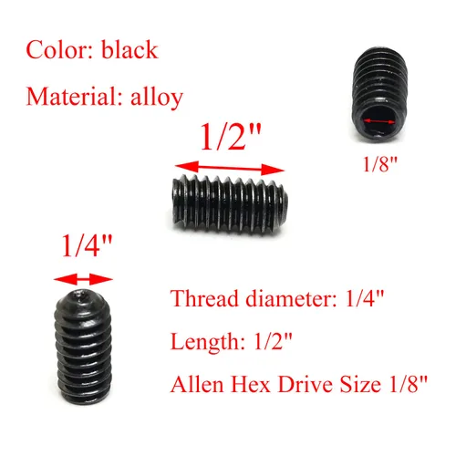 Vista 3 de Juego de 25 tornillos internos hexagonales Allen de 1/4 "-20 x 1/2" negro con llave hexagonal negra de 1/8 pulgadas