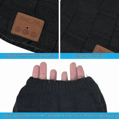 Vista 6 de Bluetooth Beanie for Women with Ponytail Hole, Beanie with Headphones Built in Microphone, Womens Gifts