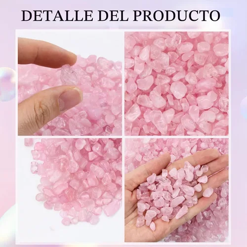 Vista 3 de Twdrer - Chips de cristal de cuarzo rosa natural de 2 libras