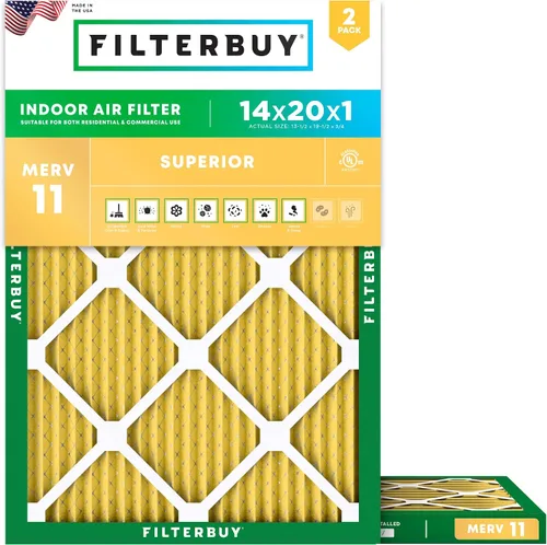 Vista 61 de Filterbuy Filtro de aire MERV 11 de 8 x 14 x 1 pulgadas para defensa de mascotas y alergias (paquete de 2), filtros electrostáticos plisados