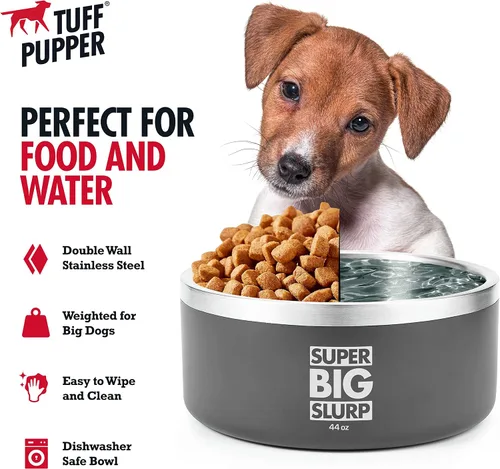 Vista 3 de Tuff Pupper Tazón Aislado de Servicio Pesado para Perros Plato de Comida para Perros de Acero Inoxidable de Doble Pared Tazón Antideslizante a
