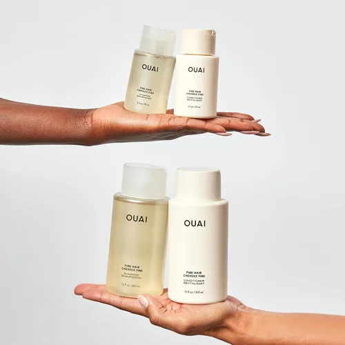 Vista 3 de OUAI Acondicionador para cabello fino tamaño de viaje, acondicionador voluminizador para cabello fino con queratina, biotina y aceite de semilla