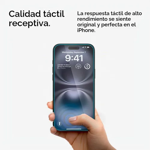 Vista 6 de Spigen Protector de pantalla de vidrio templado [GlasTR EZ FIT - Privacidad] Diseñado para iPhone 16 Plus/iPhone 15 Plus [2 unidades]