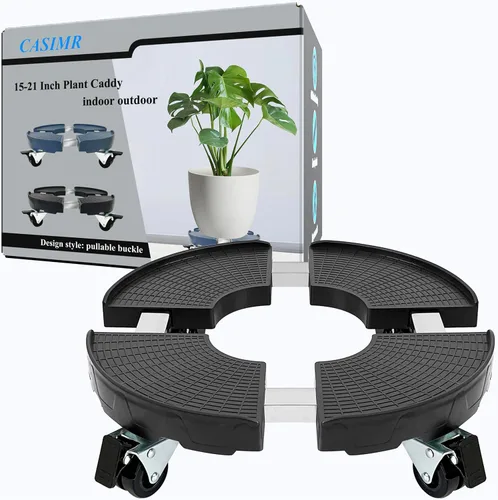 Vista 2 de CASIMR - Soporte para plantas con ruedas, ajustable de 15 a 21 pulgadas, resistente con ruedas, capacidad de 440 libras para interiores