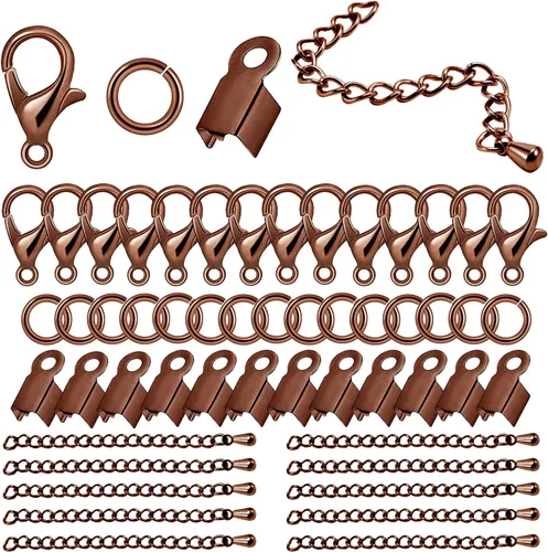 Vista 11 de Juego de 580 piezas de accesorios para fabricación de joyas, incluye 250 conectores de anillo de salto abiertos, 250 tapas de extremo de cable Bronce