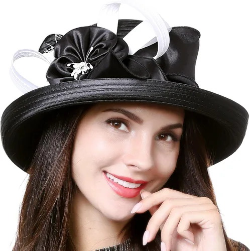 Vista 5 de VECRY Sombrero elegante para mujer, para fiesta de té, iglesia, bautismo, boda, Derby