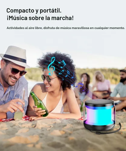 Vista 6 de NOTOKA Mini Altavoces Portátiles Bluetooth Inalámbricos, Emparejamiento TWS, Pequeño Altavoz Bluetooth con Luces y Cordón, Regalos