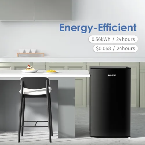 Vista 5 de BANGSON Mini refrigerador con congelador, 3.2 pies cúbicos, refrigerador pequeño de una sola puerta, eficiencia energética, bajo ruido, mini Negro