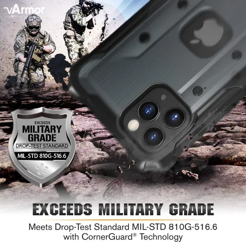 Vista 3 de Vena vArmor - Funda resistente compatible con Apple iPhone 12 / iPhone 12 Pro (6.1 pulgadas) (protección contra caídas de grado militar), funda Gris