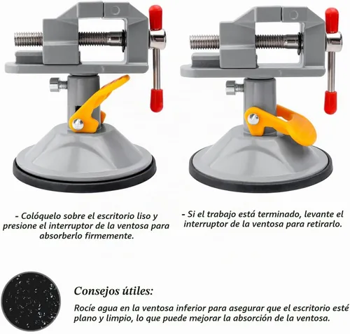 Vista 6 de Mesee Mini tornillo de prensa de taladro con ventosa, tornillo de tallado ajustable con rotación de 360 grados, abrazadera de nogal giratoria, banco