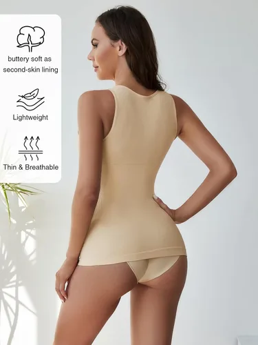 Vista 3 de MakeMeChic Camiseta sin mangas con control de abdomen para mujer