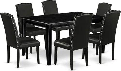 Vista 16 de East West Furniture DUEN5-MAH-66 - Juego de mesa de comedor de 5 piezas para 4 personas, incluye una mesa de cocina rectangular y 4 sillas