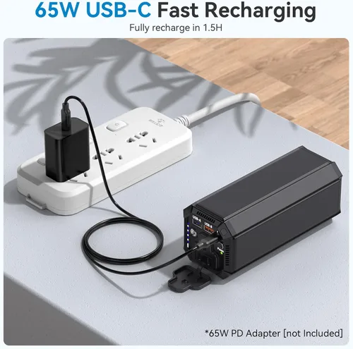 Vista 6 de Banco de Energía Portátil con Toma de Corriente AC, Cargador Portátil de 100W para Laptop, 98Wh/27000mAh de Alta Capacidad con Banco de Batería